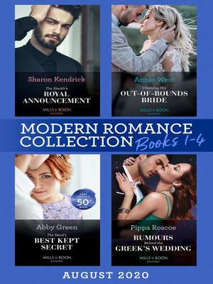 cover image of Modern Romance August 2020 Books 1-4